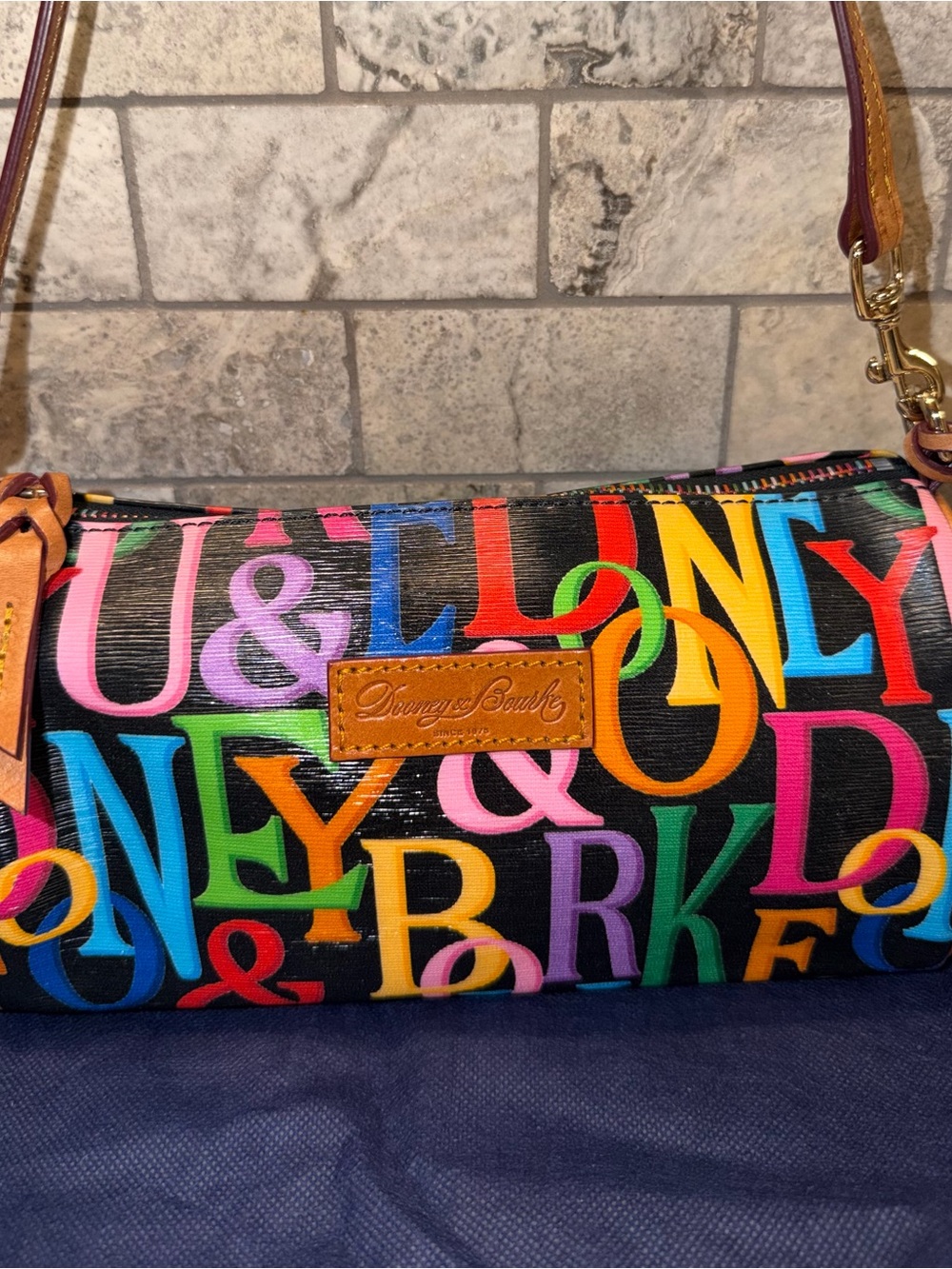 Dooney & Bourke Multicolor Letter Print Barrel Bag - Black